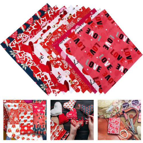 Valentinstag-Patchworkstoff, 30 Stück, 25 x 25 cm, DIY-Nähstoff, Quiltstoff 2