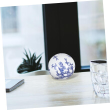Keramische drijvende decoratieballen, 3 stuks, blauw porselein, woonaccessoire, vintage stijl, verfijnd vakmanschap.