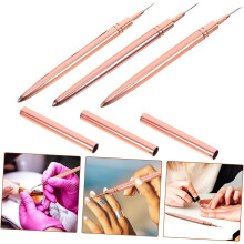 3-teiliges Nagellackstift-Set mit Manikürepinseln (7 mm, 9 mm, 11 mm), goldfarben, für Nagelkunst und zum Zeichnen, dünne Linerpinsel