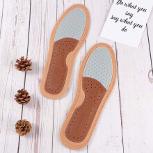 3pairs Breathable Insoles Comfortable Shoes Pad Cowhide Sweat-absorbing Insoles Non-slip Cloth Taupe