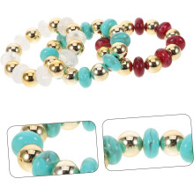 3-teiliges zweifarbiges geometrisches Armband aus Acrylperlen, stapelbar, ästhetischer Damenschmuck für den Strand