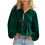 Women's Flowy Puff Sleeve  Top, V-neck, Bow Front,-dargreen XL 1