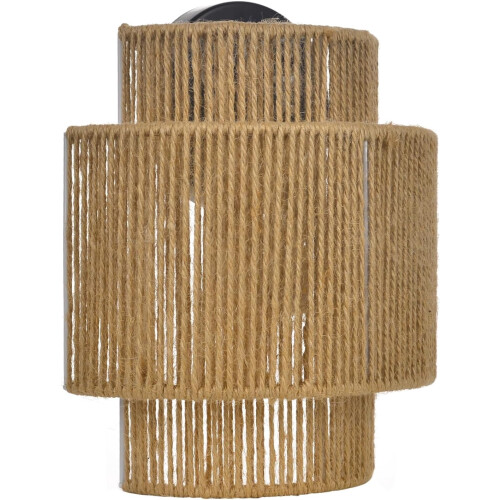 Rustic Wall Sconce Hand-Woven Hemp Rope Boho Lamp