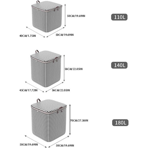 Πτυσσόμενη τσάντα αποθήκευσης Houndstooth 140L για κλινοσκεπάσματα και ρούχα 1