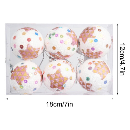 Pack de 6 adornos navideños de plástico en forma de bola de 6 cm 2