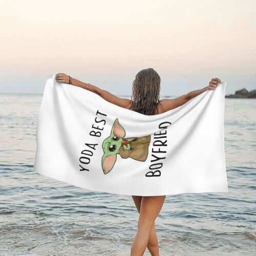 Serviette de plage Yoda 80 x 160 cm Polyester Devant Coton Dos 2