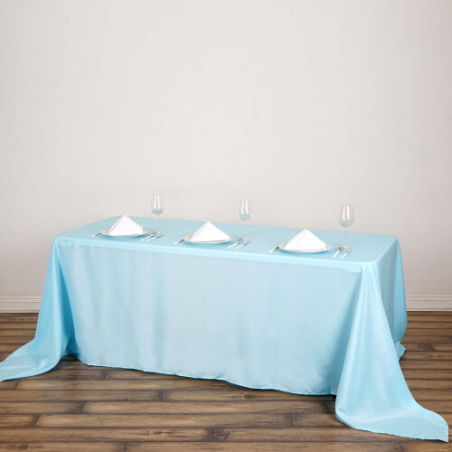 Light Blue Polyester Rectangle Tablecloth 90 x 132 in 1