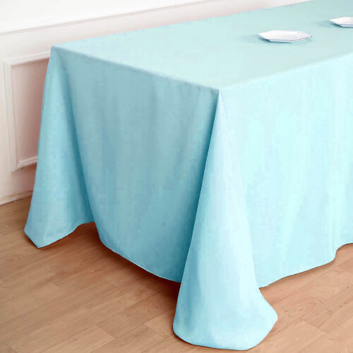 Light Blue Polyester Rectangle Tablecloth 90 x 132 in 2