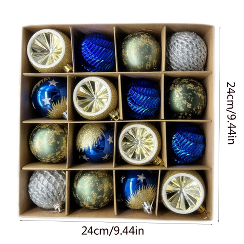 Christmas Tree Ornaments Red White Gold 16-Pack 1