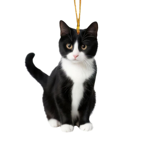 Black Cat Christmas Ornament Acrylic Screaming Kitten 1