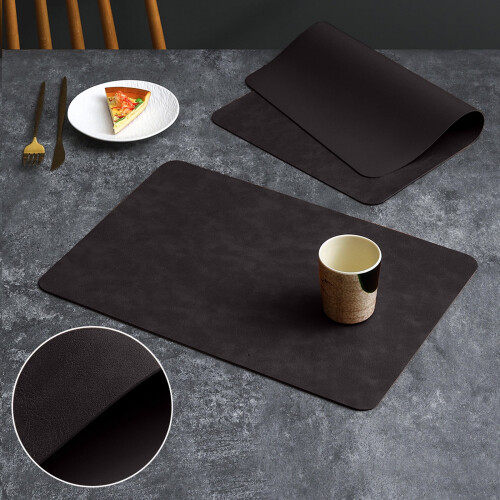 Black PVC Leather Placemat 1 pcs 1