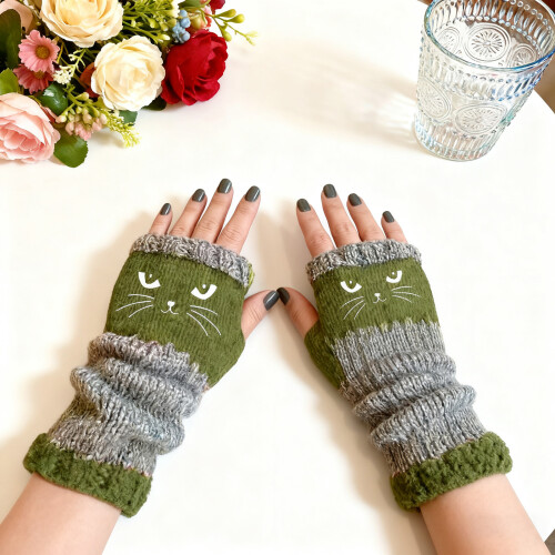 Comfortable Knit Gloves Combining Warmth-butterfly black 2