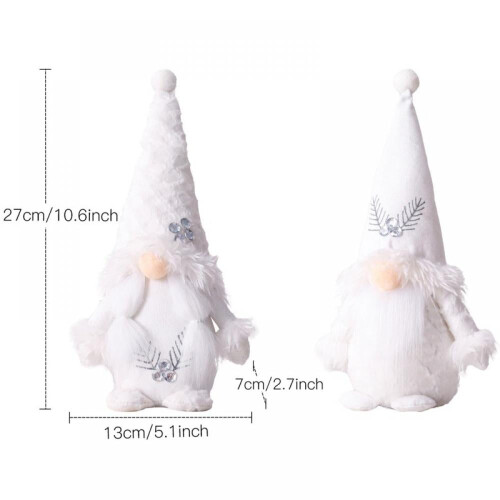 Handmade Christmas Gnome Plush Ornament White 1pc 1