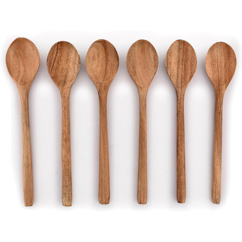 Ensemble de 6 cuillères de cuisine en bois d'acacia