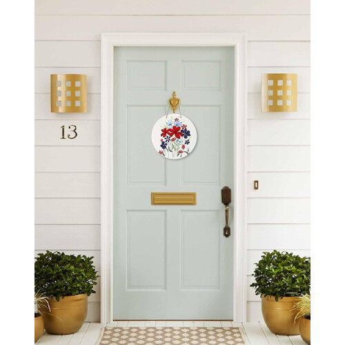 10Inch Wooden Welcome Wreath with Flag Design 2
