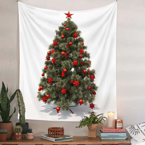 Tapeçaria de parede com árvore de Natal verde, 150 x 130 cm 2