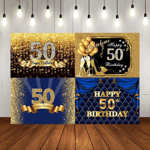 Black & Gold50th Birthday Backdrop Vinyl 1