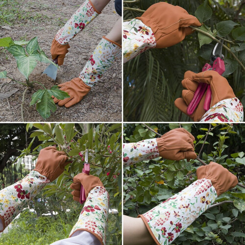 Welling Gartenhandschuhe aus Kunstleder mit Blumenmuster oder einfarbig, 1 Paar 2
