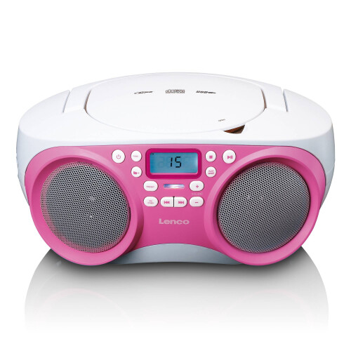 Tragbares FM-Radio/CD/MP3/USB-Player - Pink, kompakt, leicht