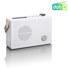 Tragbares DAB+/FM-Radio mit Wecker, Weiß, Batteriebetrieben