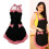 Grembiule da donna in misto cotone, taglia unica, nero/rosso 2