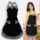 Grembiule da donna in misto cotone, taglia unica, nero/rosso 3