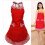 Grembiule da donna in misto cotone, taglia unica, nero/rosso 4