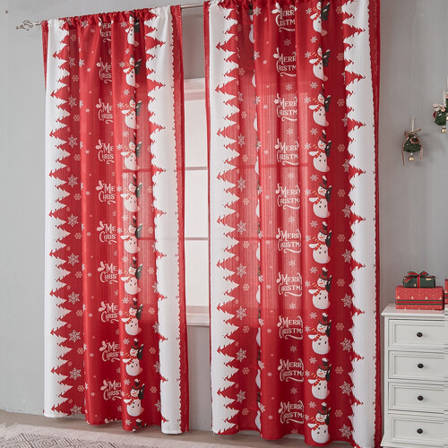 Christmas Tree Snowflake Blackout Curtain Red Grommet 1 1