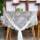 Toalha de mesa retangular de renda branca 75x300cm ou 150x300cm 3