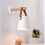 Aplique LED industrial de pared con soporte de madera, casquillo E27. 4