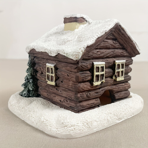 Kerstblokhut wierookhouder van hars - 1 stuk 2