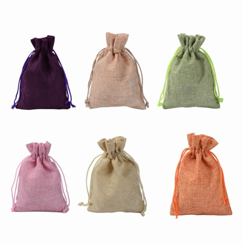 20 bolsas de regalo de arpillera con cordón, 13x18 cm. 2