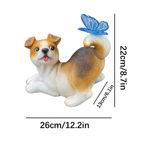 Hunde-Gartenfigur mit Solar-LED-Beleuchtung, Außendekoration 1