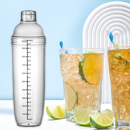 Plastic Cocktail Shaker with Measurement Scale, Clear, 1pc 1