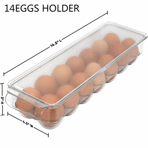 14-Compartment Egg Storage Box, Plastic, Transparent Lid 2