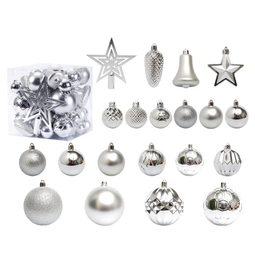 Ensemble de 45 boules argentées pour sapin de Noël 1
