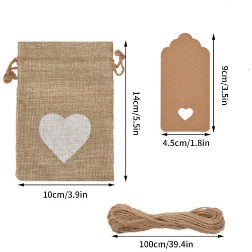 Ensemble de 25 sacs cadeaux en lin Jacenvly 2
