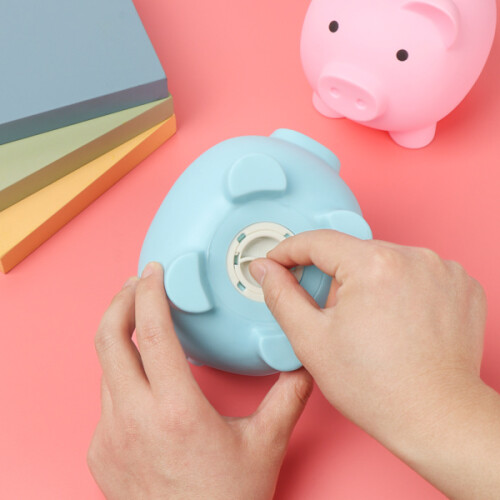 Hucha de plástico rosa para niños 1