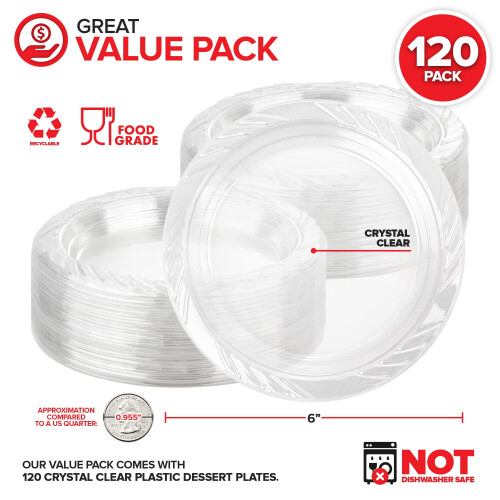 120er-Packung transparente Dessertteller aus Kunststoff, 15 cm Durchmesser 1