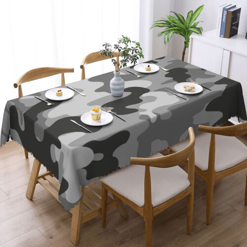 Toalha de mesa de poliéster com estampa camuflada, resistente a derramamentos. 1