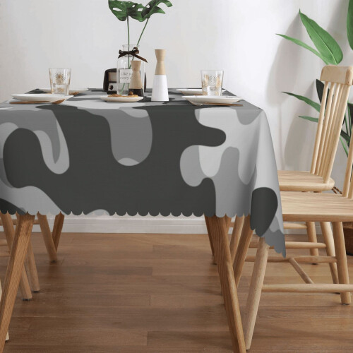 Toalha de mesa de poliéster com estampa camuflada, resistente a derramamentos. 2