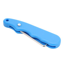 Faltbarer Schnürsenkelzieher aus blauem Edelstahl