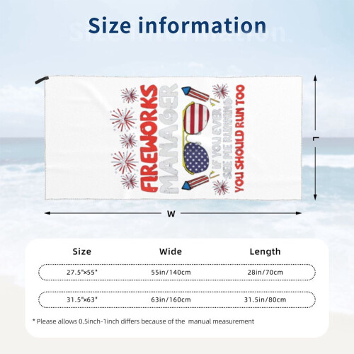 Serviette de plage Fireworks Manager 31 x 63 pouces, polyester-coton 1