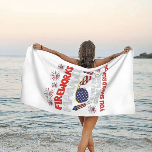 Serviette de plage Fireworks Manager 31 x 63 pouces, polyester-coton 2