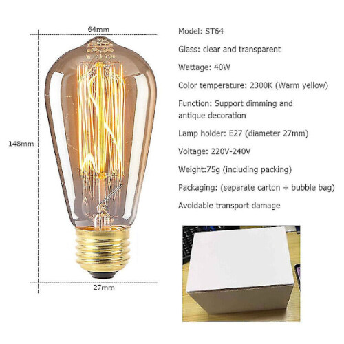 6-pack ST64E27Edison-lampen 40W warm wit 2
