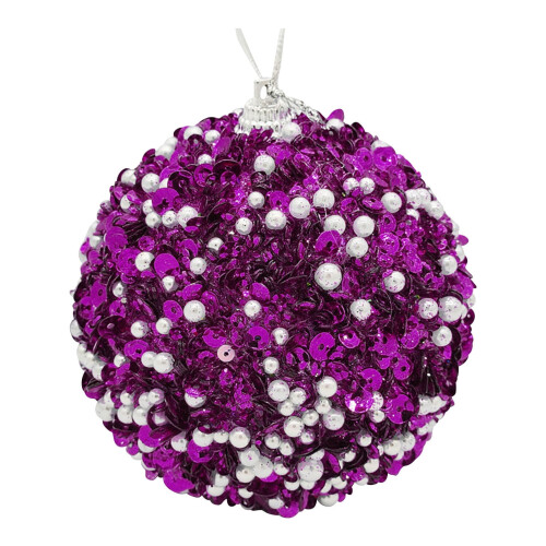 Julekugler med perle-pailletter og glimmer 6,4 cm 1