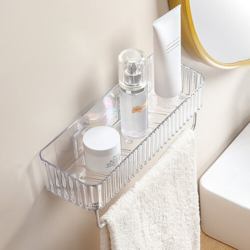 Étagère d'angle de rangement pour salle de bain, fixation murale sans perçage 2