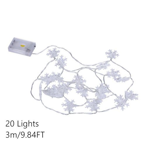 20LED Snowflake String Lights, 3m Warm White, Battery 2