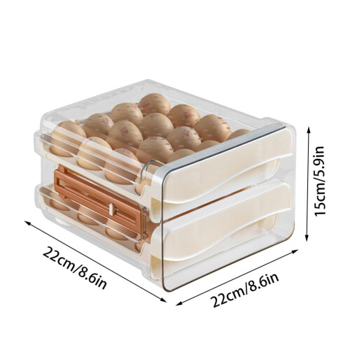 Boîte de rangement pour œufs graduée, style tiroir, double couche, 1