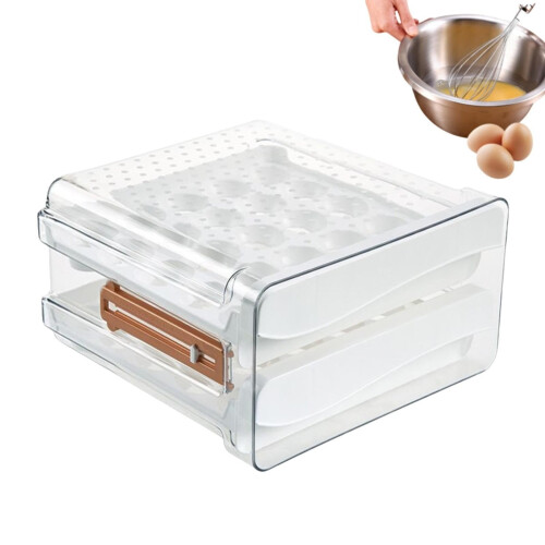 Boîte de rangement pour œufs graduée, style tiroir, double couche, 2